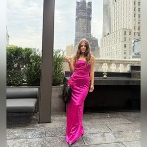 Lulus Studded Open Back Ring-stones Elegant Pink Maxi Evening Dress M